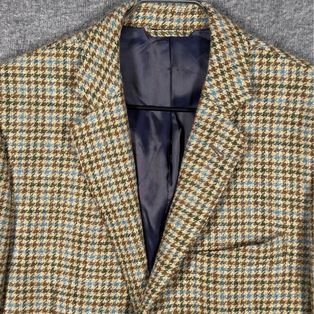 Vineyard Vines Sport Coat Mens 42L Brown Tan Houndstooth Tweed Wool Blazer